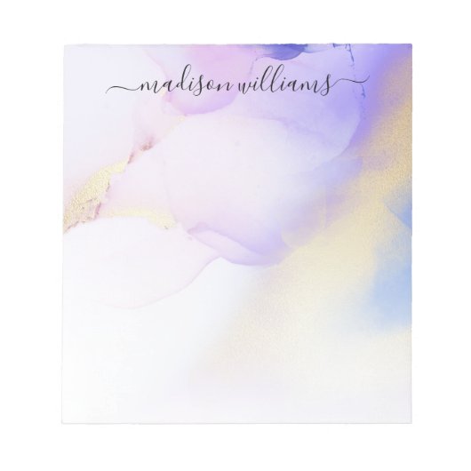Lila Gold Watercolor Luxus Abstrakter Individuelle Notizblock (Vorderseite)