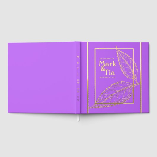 Lila Gold Wedding Foil Gästebuch (Voll)
