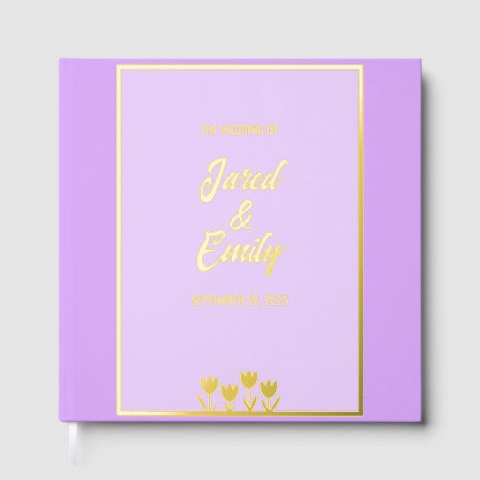 Lila Gold Wedding Foil Gästebuch (Vorderseite)
