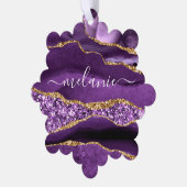 Lila Gold Weihnachtskarte mit Ihrem Namen Ornament Karte (Linke Ecke)