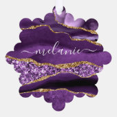 Lila Gold Weihnachtskarte mit Ihrem Namen Ornament Karte (Rückseite)