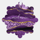 Lila Gold Weihnachtskarte mit Ihrem Namen Ornament Karte (Vorderseite)