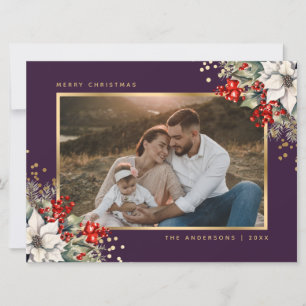 Lila Gold Weihnachtsstern-Beeren Foto Weihnachten