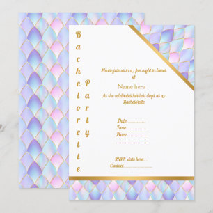 LILA GOLD WHITE MERMAID PARTY BACHELORETTE EINLADUNG