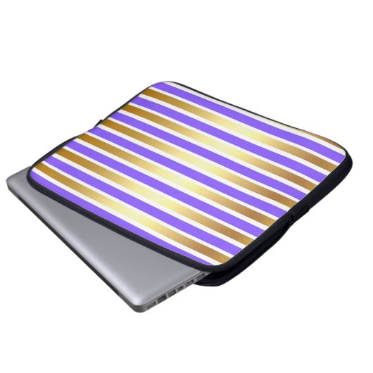 LILA GOLD WHITE SHINY STRIPES LAPTOPSCHUTZHÜLLE (Vorne Knopf)