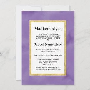 Lila Gold White Watercolor Trunk Party Einladen Einladung