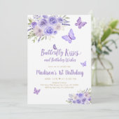 Lila Goldbarmherziger Geburtstag Einladung (Stehend Vorderseite)