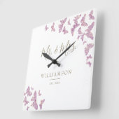 Lila Goldbarmherziger Hochzeitsjubiläum Quadratische Wanduhr (Winkel)