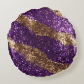 Lila Goldbarren-Glitzer Rundes Kissen (Rückseite)