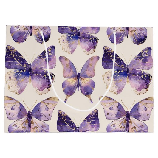 Lila Goldbarren zum Geburtstag Große Geschenktüte (Rückseite)