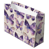 Lila Goldbarren zum Geburtstag Große Geschenktüte (Vorderseite Schrägansicht)