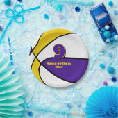 lila Goldbasketballmannschaft farbenfrohe Party Pappteller (Party)