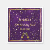 lila Goldblasen-Monogramm zum 50. Serviette (Vorderseite)