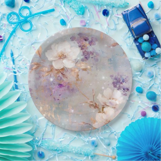 Lila Goldblume Pappteller (Party)