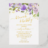 Lila Goldbrunch und Bubbly Folieneinladung (Vorderseite)