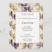 Lila Goldbuchten zum Geburtstag Einladung (Vorne/Hinten)