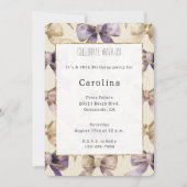 Lila Goldbuchten zum Geburtstag Einladung (Vorderseite)