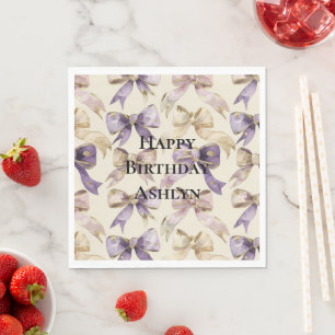Lila Goldbuchten zum Geburtstag Serviette