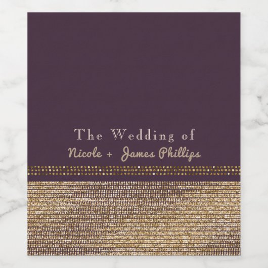 Lila Goldchic Sparkling Glam Party Weinkeller Weinetikett (Einzelnes Label)