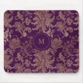 lila Golddamastenmonogramm Mousepad (Vorne)