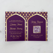 Lila Golddiamanten-Arch-QR-Code für muslimische Ho Einladung (Innenseite)