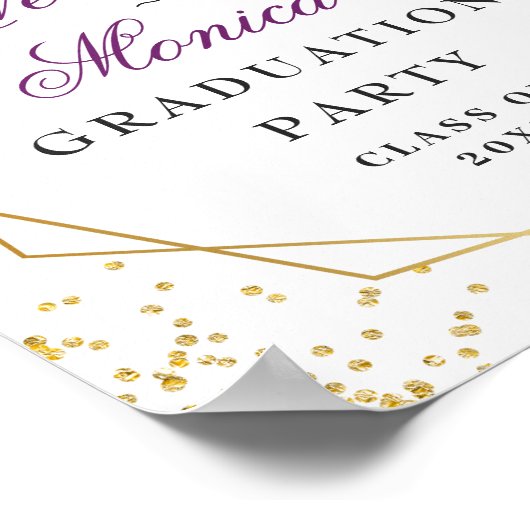 Lila Golden Floral Welcome Graduation Party Poster (Ecke)