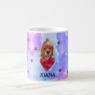 Lila Golden Retriever Valentinstag Geschenk Hund Kaffeetasse