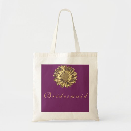 Lila Golden Sunflower Personalisiert Name Monogram Tragetasche (Vorne)
