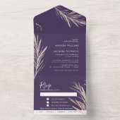 Lila Golden Twigs Elegantes Hochzeitspazieren All In One Einladung (Innen Boden)