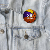 Lila goldene Basketballspielermädchen Button (Beispiel)