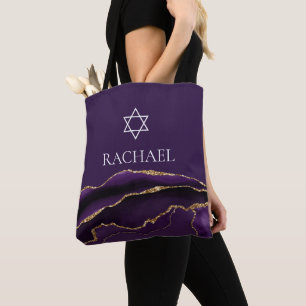 Lila-goldene Bat-Mizwa-Schriftzug für jüdische Mäd Tasche