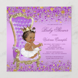 Lila-goldene Ethnische Prinzessin Baby Shower Einladung
