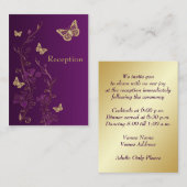 Lila, goldene, florale Schmetterlingskarte Begleitkarte (Vorne/Hinten)
