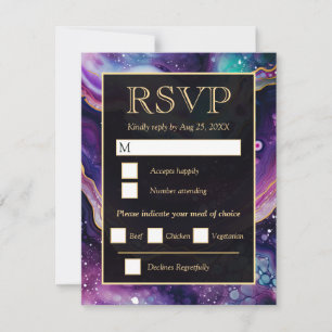 Lila Goldene Himmlische Achat-Hochzeit RSVP Karte