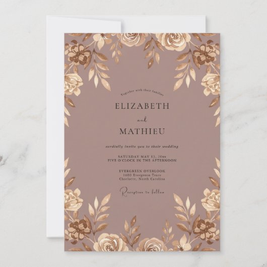 Lila Goldene Hochzeit Einladung (Vorderseite)