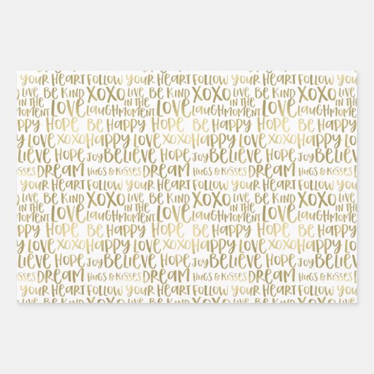 Lila goldene inspirierende Wörter Geschenkpapier Set (Vorderseite 2)