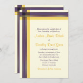 Lila Goldene Karierte Hochzeit Einladung (Vorne/Hinten)