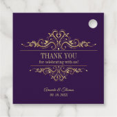 Lila goldene Rahmenhochzeit Geschenkanhänger (Rückseite)