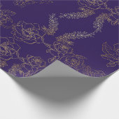 Lila Goldene Rose Gemustert Geschenkpapier (Ecke)