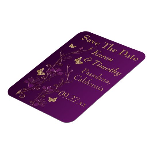 Lila, goldene Schmetterlingsflora speichert das Da Magnet (Linke Seite)