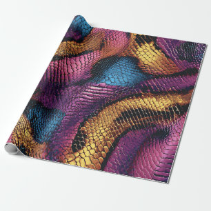 Lila, goldene und blaue Schlangenhaut Geschenkpapier