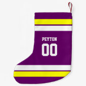 Lila, goldene und weiße Fußballmannschaft Personal Kleiner Weihnachtsstrumpf (Rückseite)