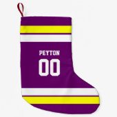 Lila, goldene und weiße Fußballmannschaft Personal Kleiner Weihnachtsstrumpf (Vorderseite)