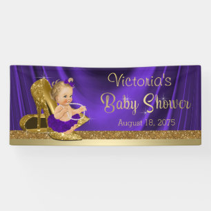 Lila-goldener High Heel Schuh Mädchen Baby Shower Banner