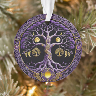 Lila-goldener Lebensbaum-Mandala Ornament