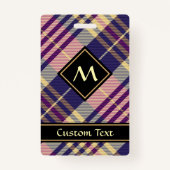 Lila, goldener und blauer Tartan Ausweis (Vorderseite)