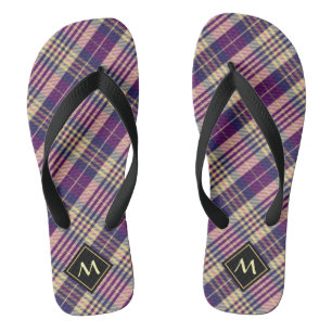 Lila, goldener und blauer Tartan Badesandalen