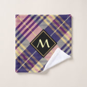 Lila, goldener und blauer Tartan Badhandtuch Set (Waschlappen)