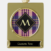 Lila, goldener und blauer Tartan Banner-Ornament Gold (Vorderseite)