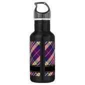 Lila, goldener und blauer Tartan Edelstahlflasche (Rückseite)